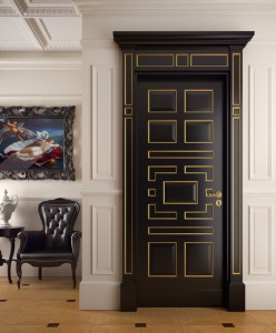 Is-1 Tifernoit Лакированная дверь с золотыми рамами Porte
