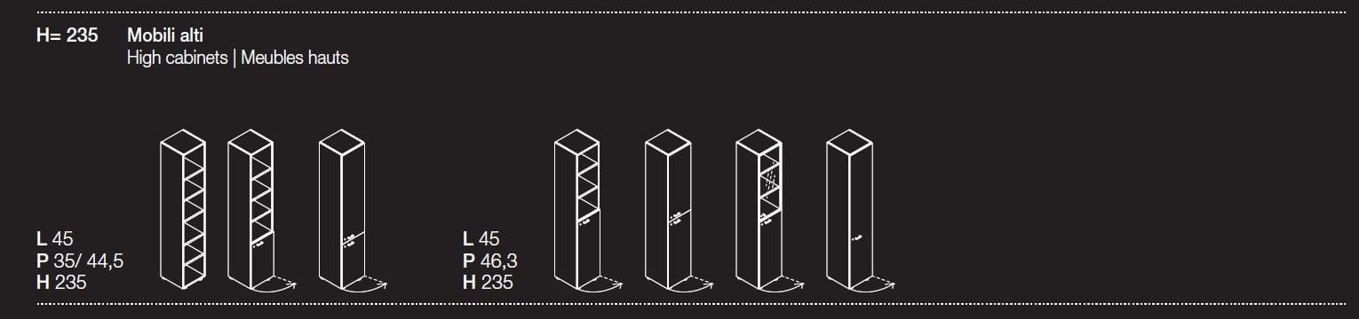 Высокий офисный шкаф из дерева и стекла с распашными дверями Las Mobili универсальные контейнеры Evo ARCH-00075869 - Вид №4