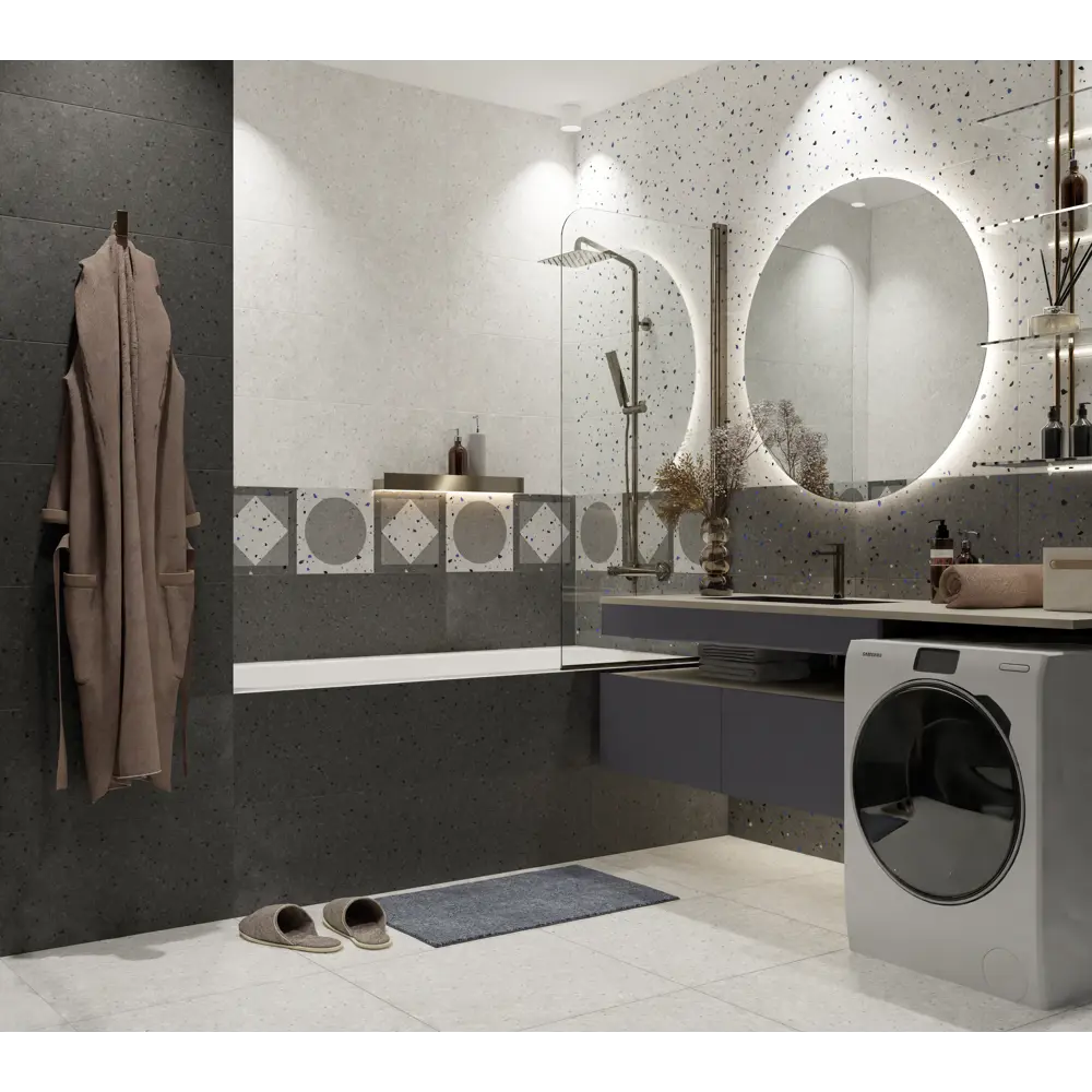 Керамин Салерно 5: настенная плитка графит с эффектом терраццо 89398687 STLM-1564857 - Вид №5