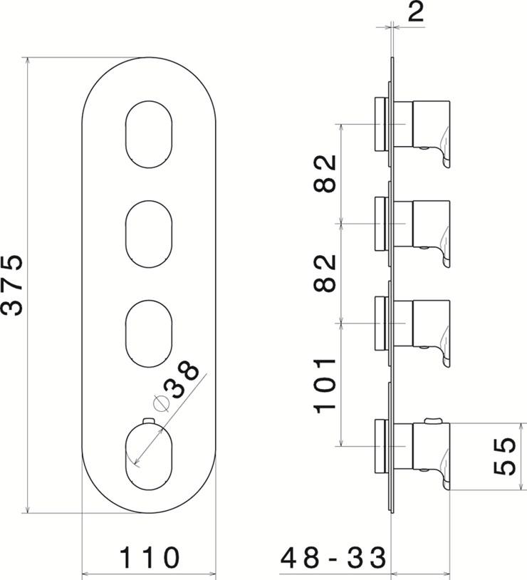 newform Термостатический смеситель для душа с тарелкой Termostatici multiutenza 3 uscite 67633e - Вид №1