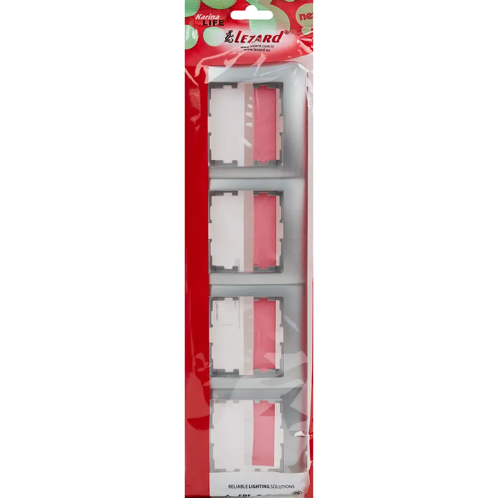 Рамка для розеток и выключателей Lezard Karina Life 4 поста горизонтальная цвет матовый серый STLM-2041155 - Вид №2