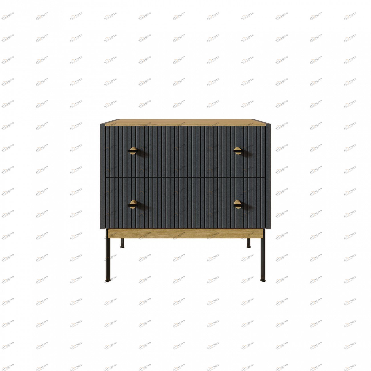 Тумба с двумя ящиками 61х64 см серая Land BRAGIN DESIGN LIVING 00-3862477 Серый