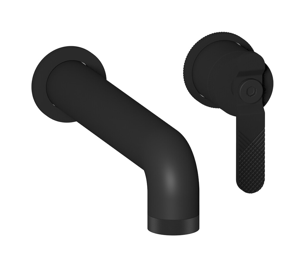 Встроенный в стену смеситель для раковины на 2 отверстия в комплекте с донным клапаном WE ARE IB b2406np Matt Black Bold