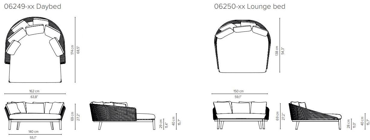TRIBÙ Садовая кровать из тика Mood 06249/06250 - Вид №4