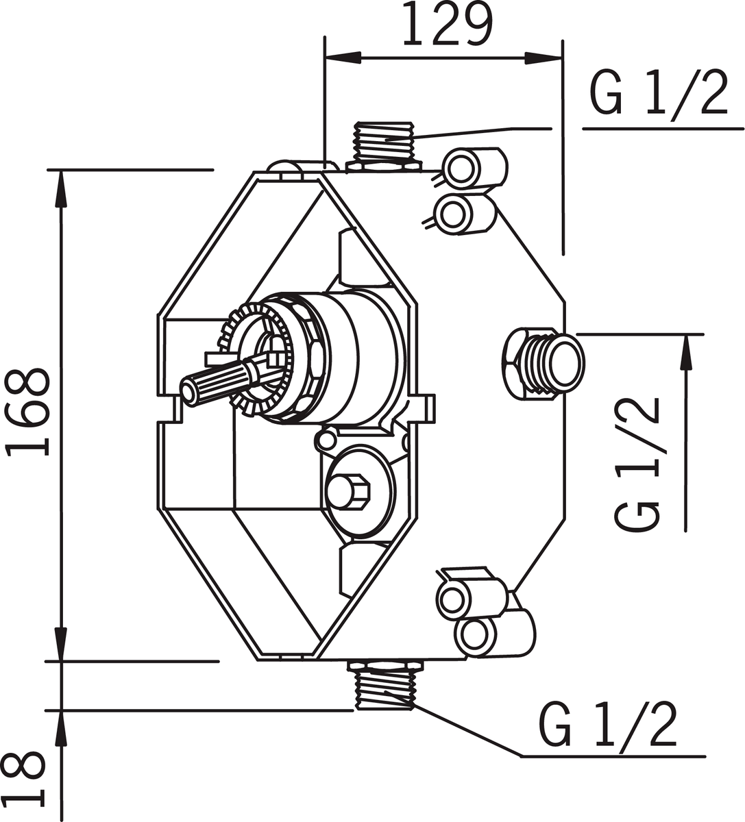 Oras 1286 Корпус смесителя для ванны и душа 1286  - Вид №2