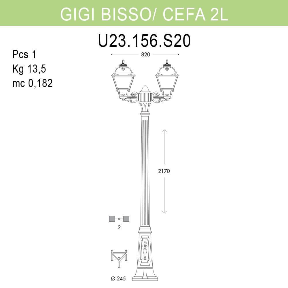 Уличный фонарь Fumagalli Gigi Bisso/Cefa 2L U23.156.S20.AYF1R FUMAGALLI ФОНАРЬ 268950 Черный  - Вид №1