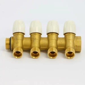 Коллектор НВ 3/4" с вентилями с утолщенными стенками TIEMME 4 выхода 1/2"Н 36мм