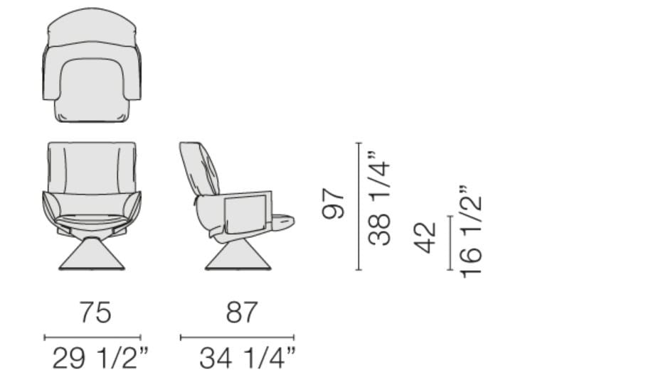 Съемное вращающееся кресло с металлическим коническим основанием CAPPELLINI Lud'o Lounge ARCH-00066375 - Вид №6
