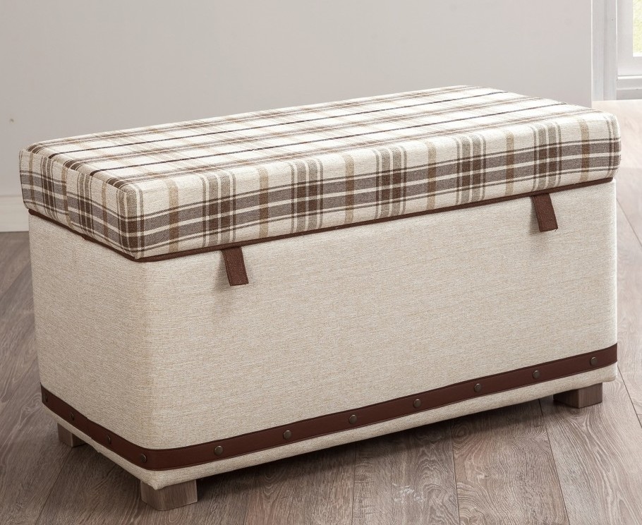 Банкетка с ящиком коричневая Plaid CILEK ROYAL 00-3832098 Бежевый Santreyd - Вид №1