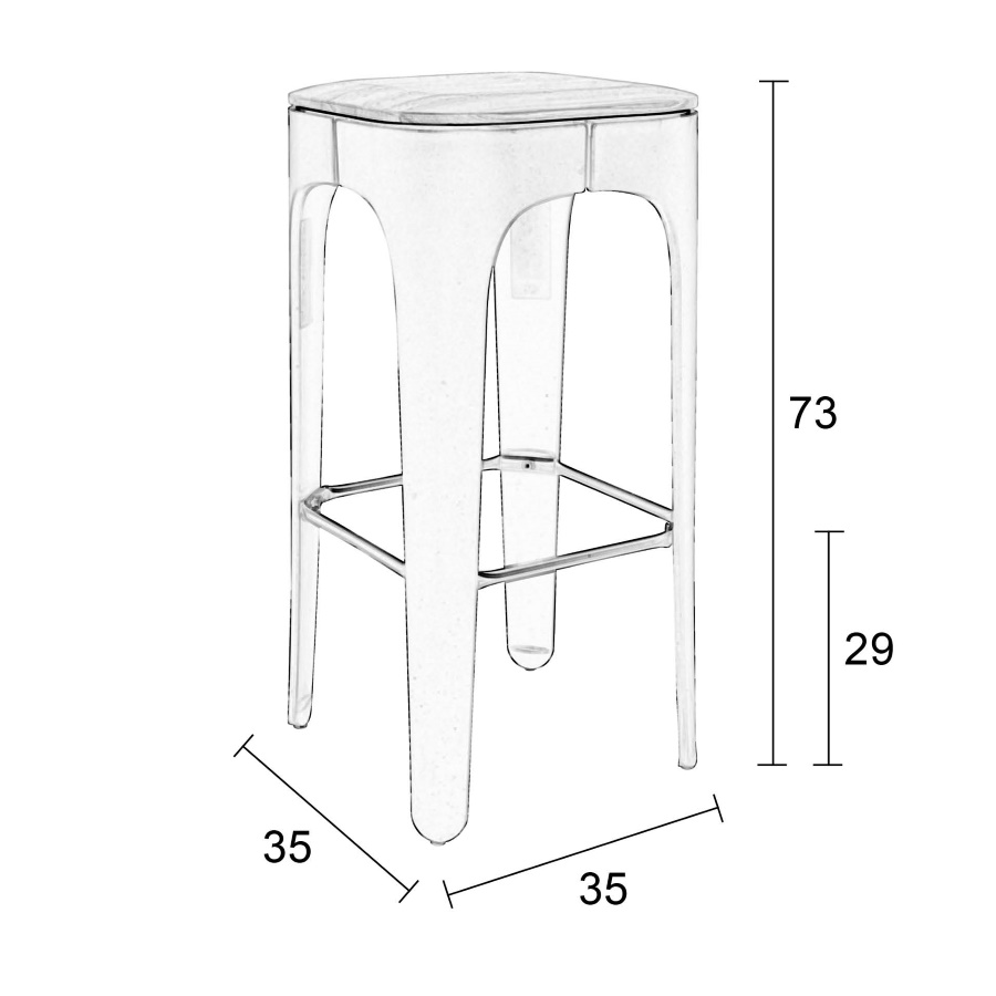 Стул барный Up-High черный White Label Living 1500240 - Вид №5
