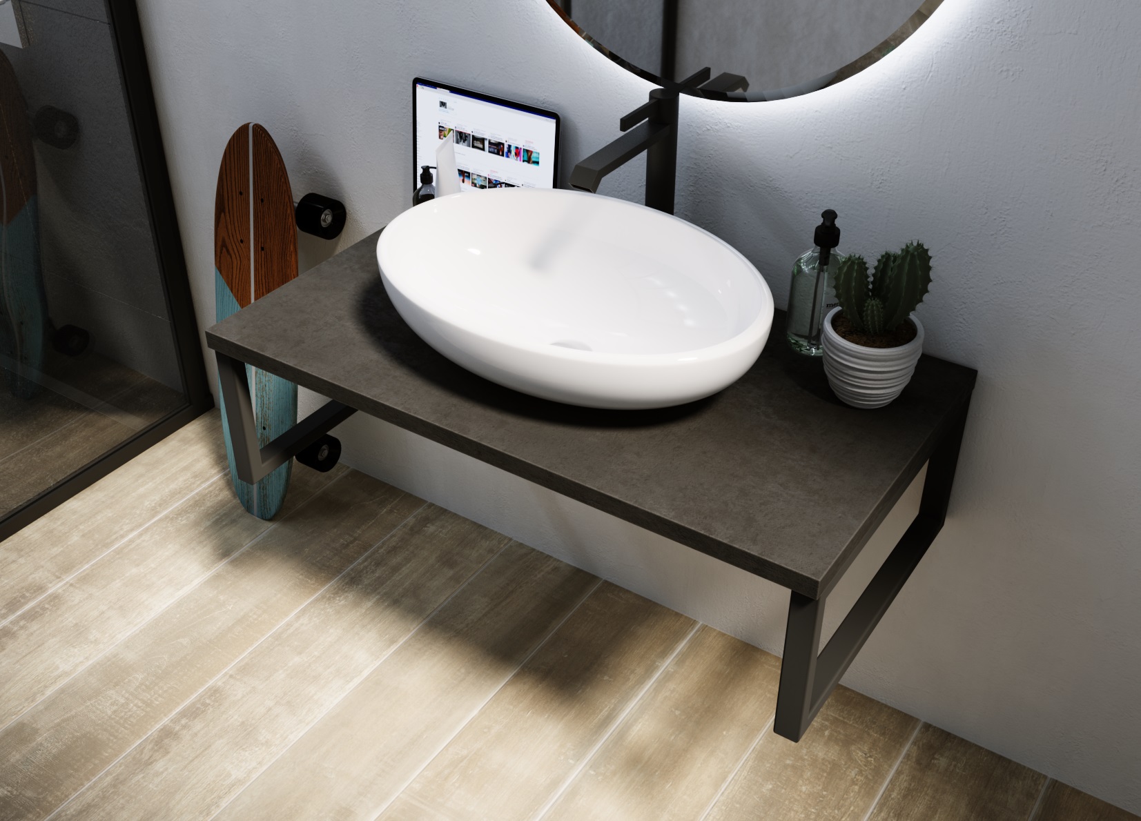 У85836 Столешница GRUNGE LOFT 80 Бетон темно-серый 1 Marka GRUNGE LOFT  - Вид №1