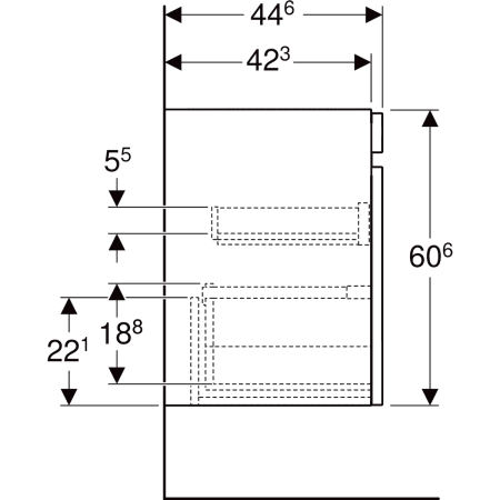 501.906.00.1 Шкафчик для раковины Geberit Renova Plan, с одним выдвижным ящиком и одним внутренним выдвижным ящиком Geberit  - Вид №55