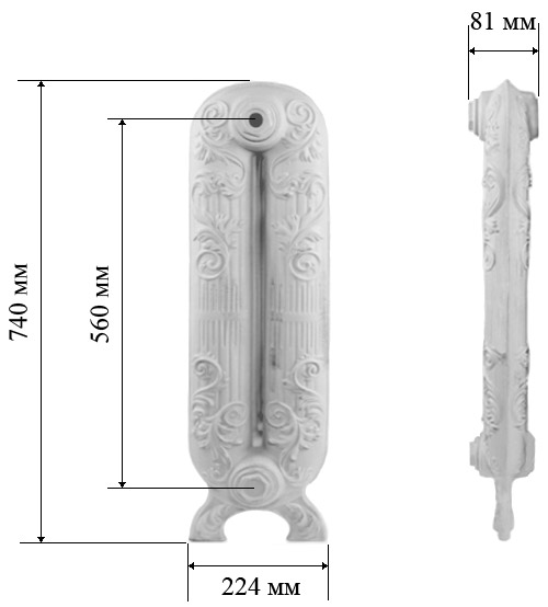 Чугунный радиатор RETROstyle Sheffield 560 12 секций 7130 - Вид №2