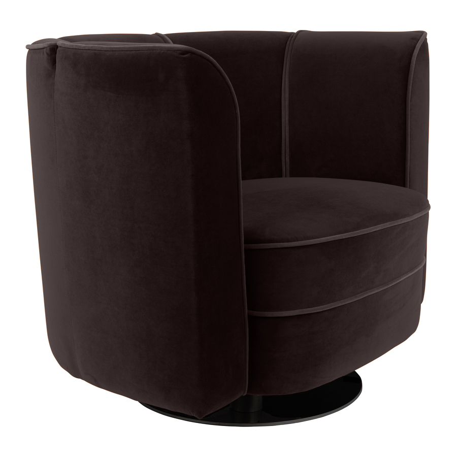 Кресло Flower черное крутящееся на одной ножке Dutchbone 3100068 - Вид №3