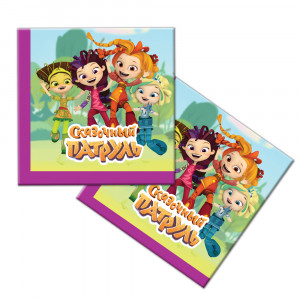 275852 Салфетки бумажные трехслойные 33 х 33 см 12 шт 12 шт. "Сказочный патруль" "Зелено-голубые"