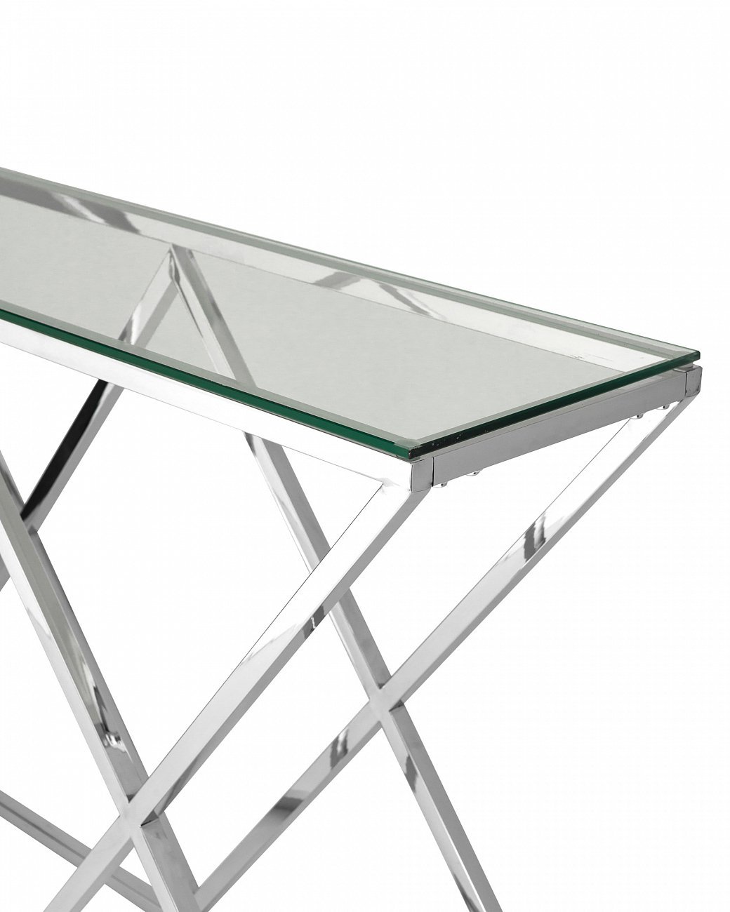Консоль стеклянная 115х30 см прозрачная с серебром "Инсигния" STOOL GROUP  00-3881886 Серебро  - Вид №1