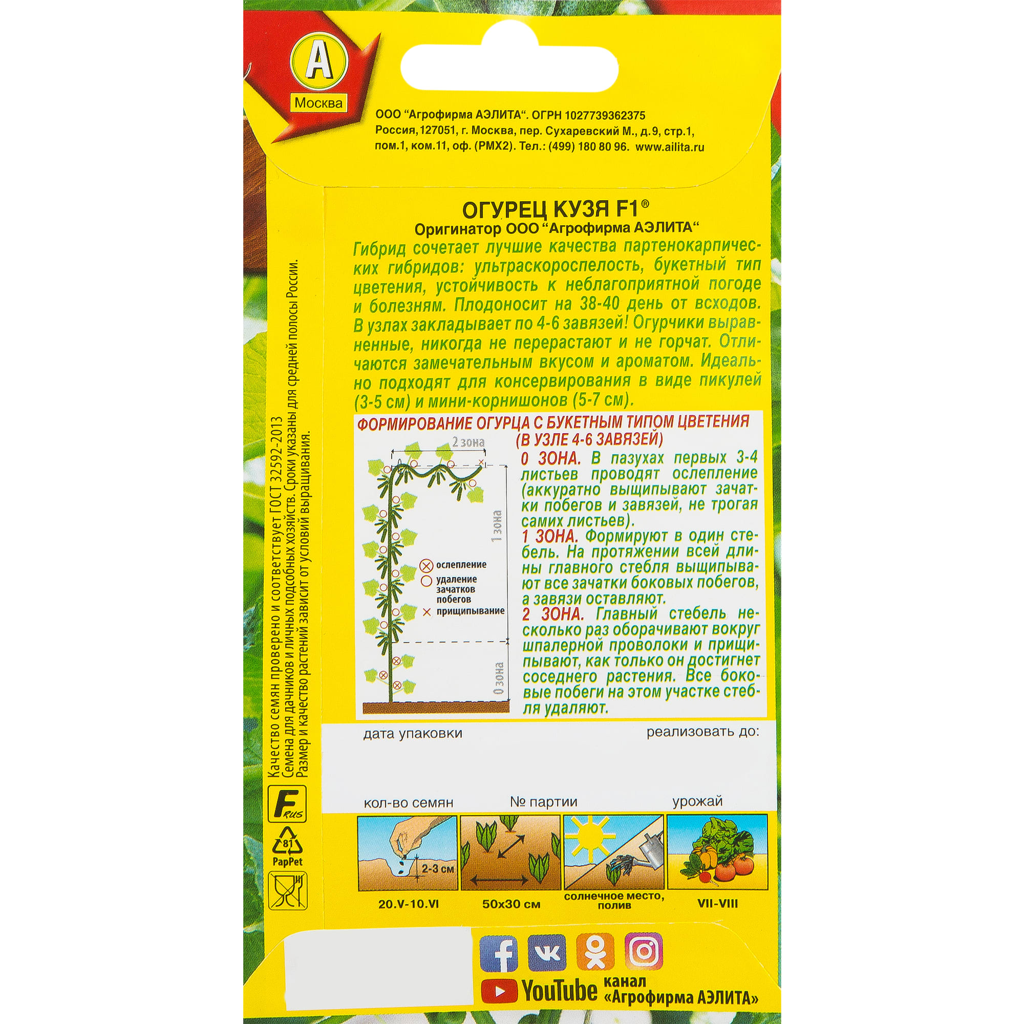 13072126 Семена овощей огурец Кузя F1 Santreyd  - Вид №1