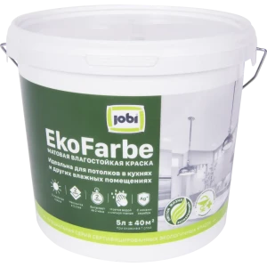 Краска для кухни и ванной Jobi Ekofarbe матовая цвет белый база A 5 л