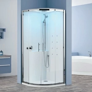 Novellini. Душевая кабина 90x90 R90 HYDROMASSAGE с низким душевым поддоном и крышей EON