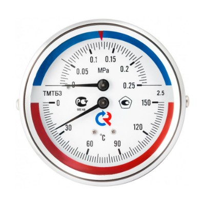 ТМТБ-31T.0410150 Термоманометр ТМТБ-31T с задним подключением Valtec 1/2", 10 бар, 0-150 °C  - Вид №2