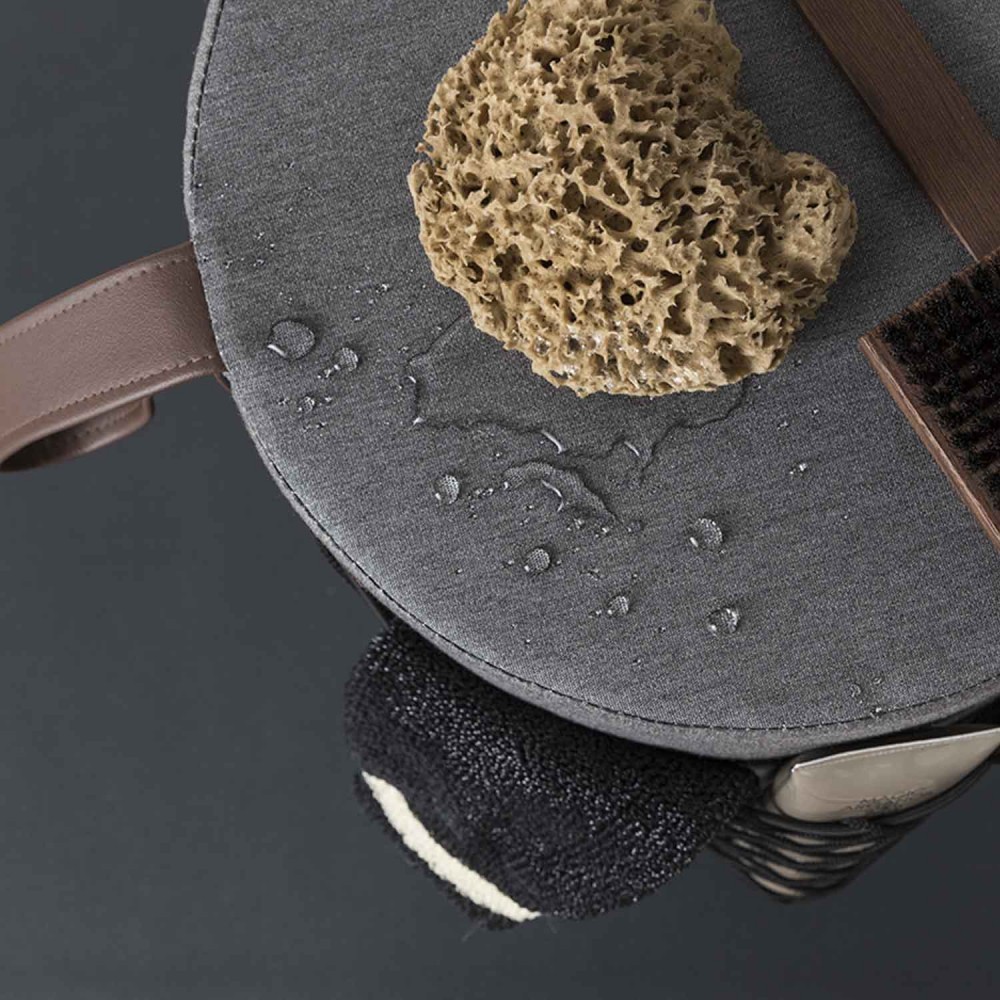 EVRLWGBMMREVER Life Design Дизайнерский табурет с ручкой - Roll Roll Базальтовый серый меланж - Коричневая ручка - Вид №6