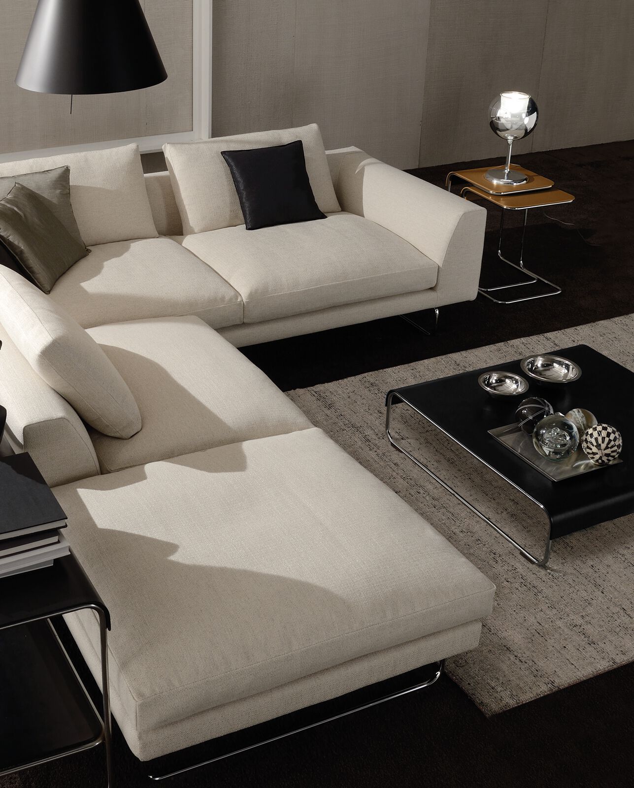 Низкий журнальный столик из стали и кожи i 4 Mariani Look ARCH-00060519 - Вид №1