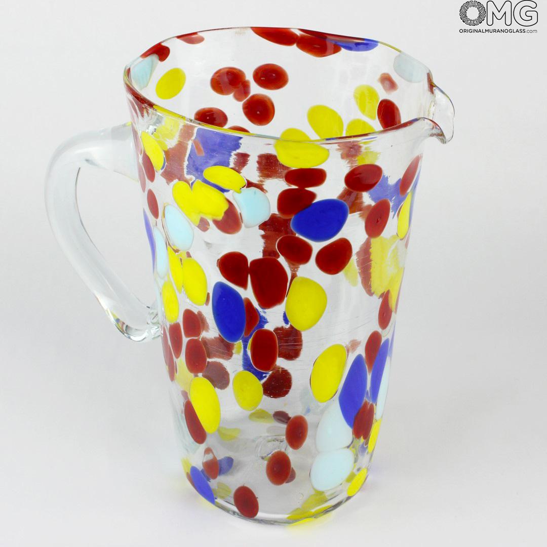 2949 ORIGINALMURANOGLASS Цветной кувшин Арлекино - Original Murano Glass OMG 18 см  - Вид №1