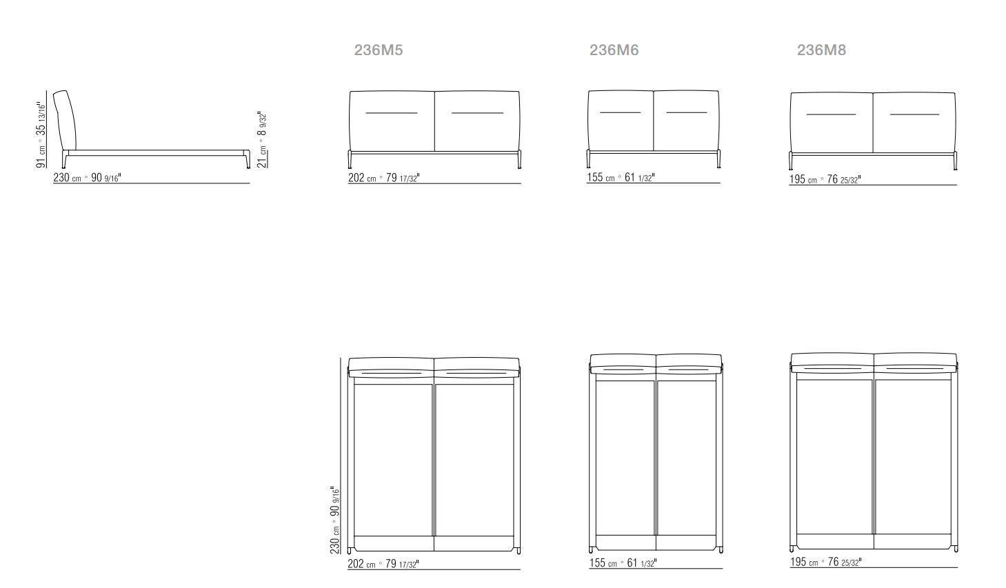 Двуспальная кровать из ткани с мягким изголовьем Flexform ARCH-00084281 - Вид №7
