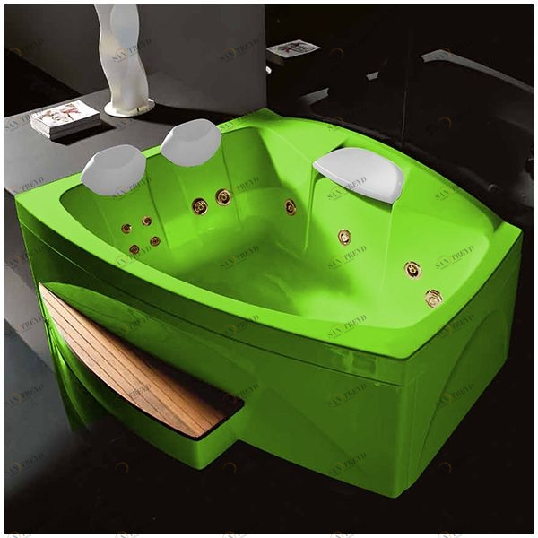 Ванна GRUPPO TREESSE Matrix Slim V763B-SZ большая с подголовником глубокая с гидромассажем и дезинфекцией салатовая с золотой фурнитурой STXV763BSZ