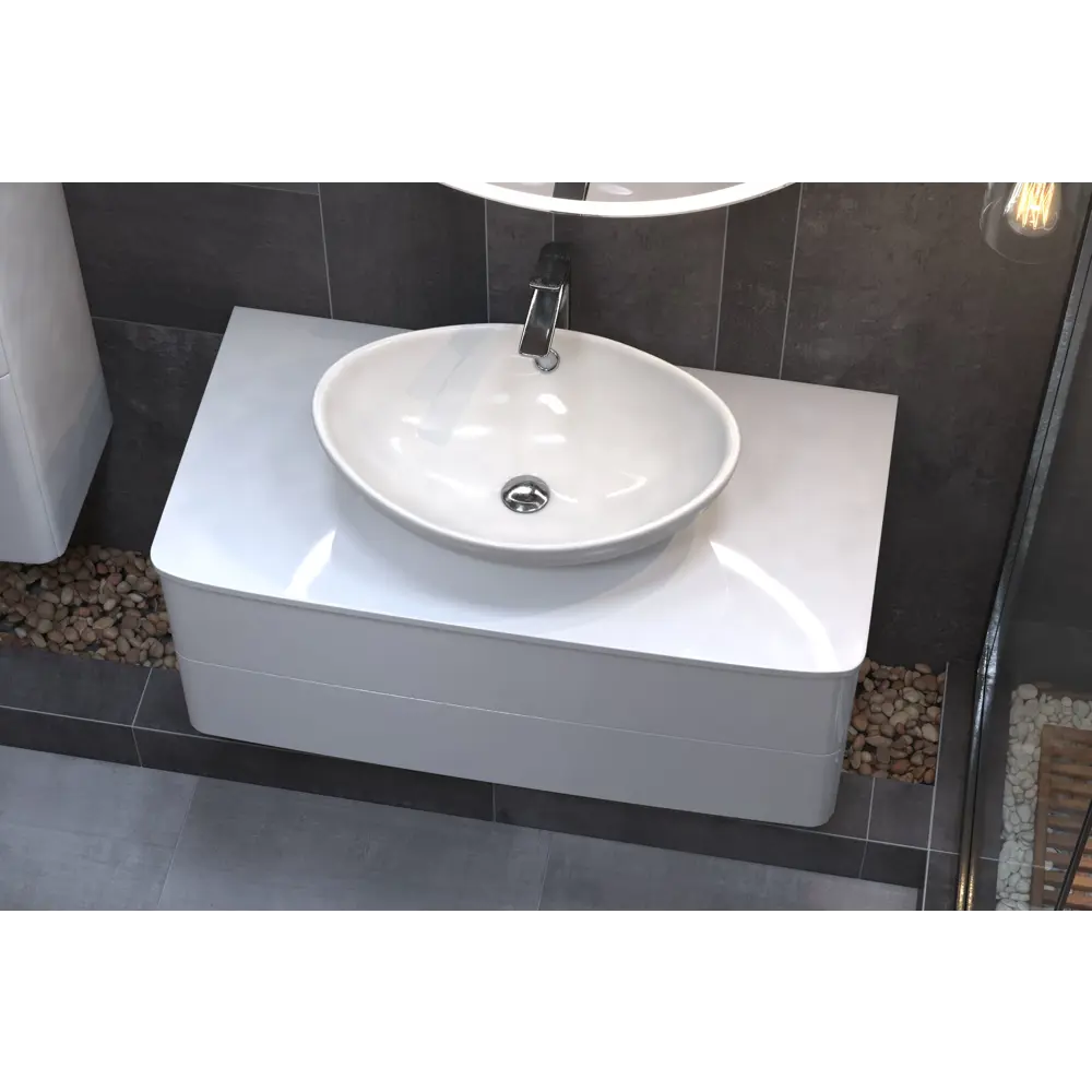 Тумба под раковину подвесная Vigo Cosmo 100 см цвет белый STLM-2159859 - Вид №6