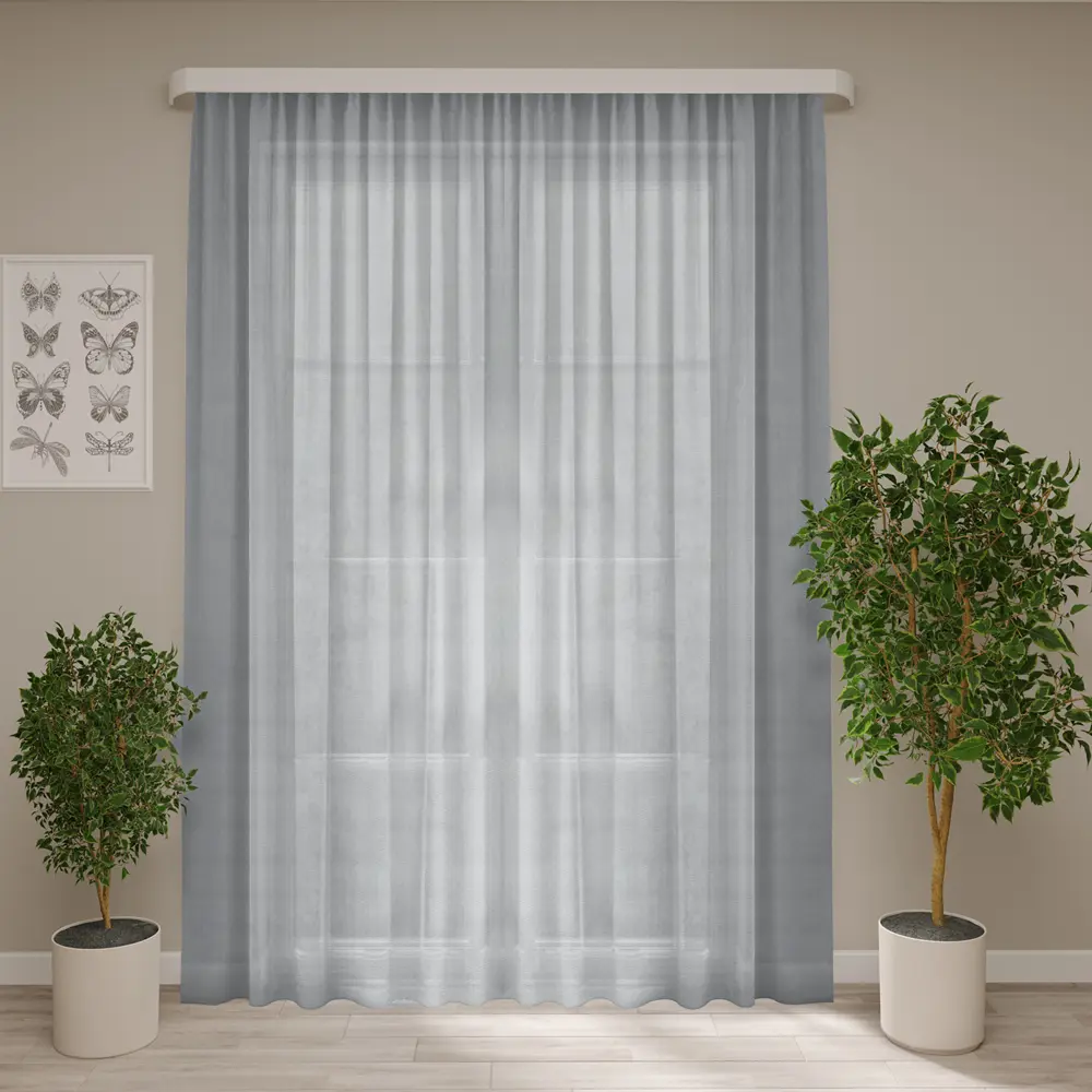 Тюль на ленте Мишель 300x260 см цвет серый Santreyd STLM-2176760