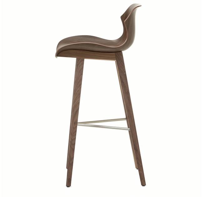 BassamFellows Барный стул из дерева со спинкой Petal Cb-293 - Вид №2