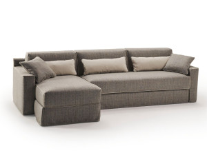 Двуспальный диван-кровать из ткани с полуостровом