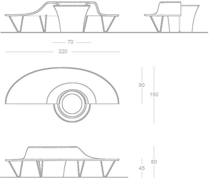 Manufatti Viscio Изогнутая реконструированная каменная скамья со встроенным горшком со спинкой sun-id-1409801 - Вид №6