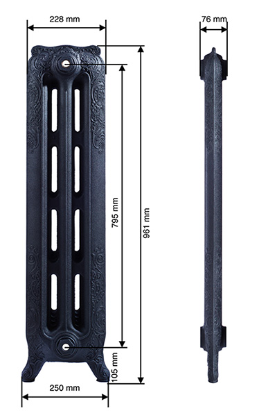 Чугунный радиатор GuRaTec Apollo 970 14 секций 7815 - Вид №4