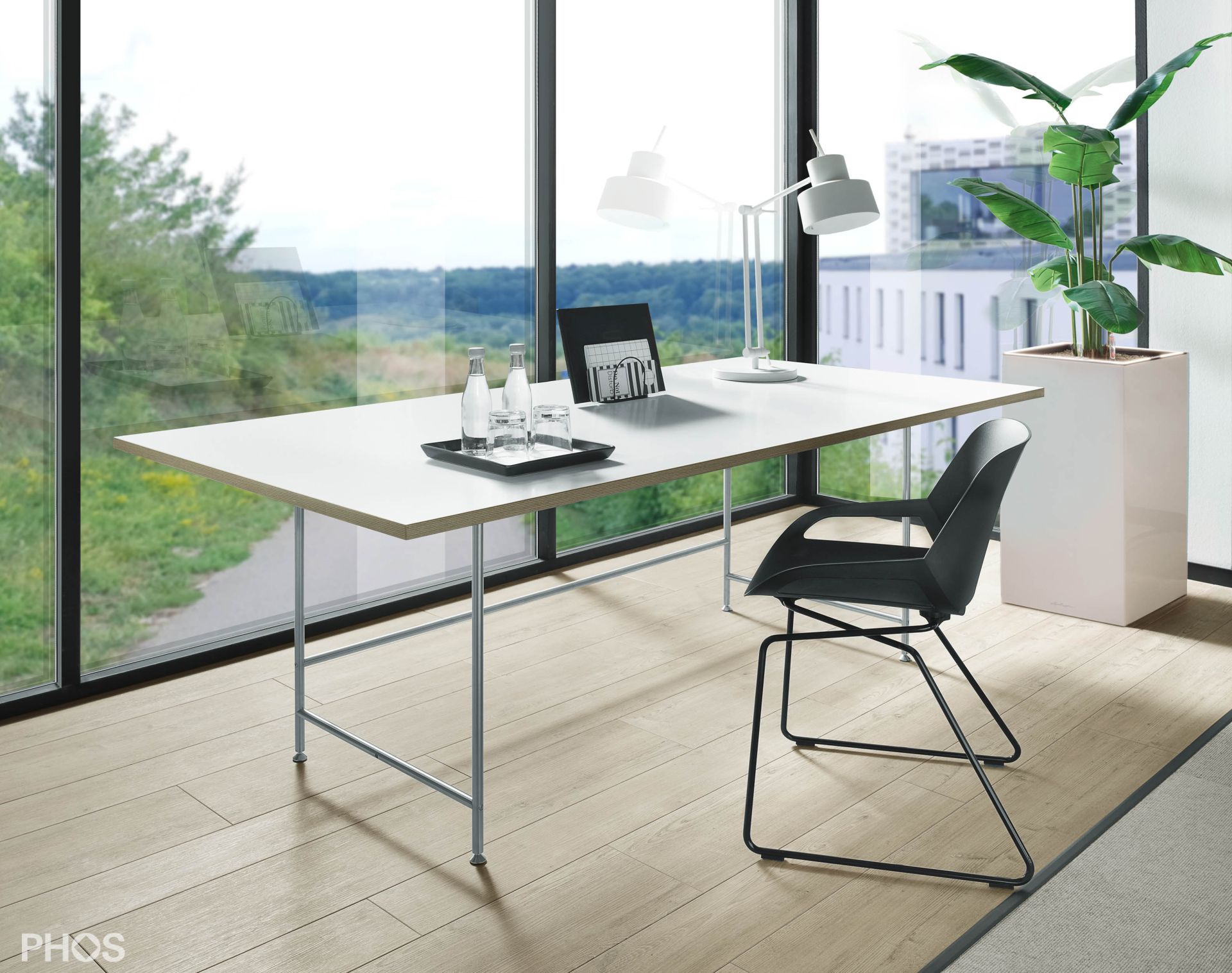 KATI-S1-200x90-MW Карлсруэ стол - письменный стол - белый - 200 х 90 х 75 см. PHOS  - Вид №2