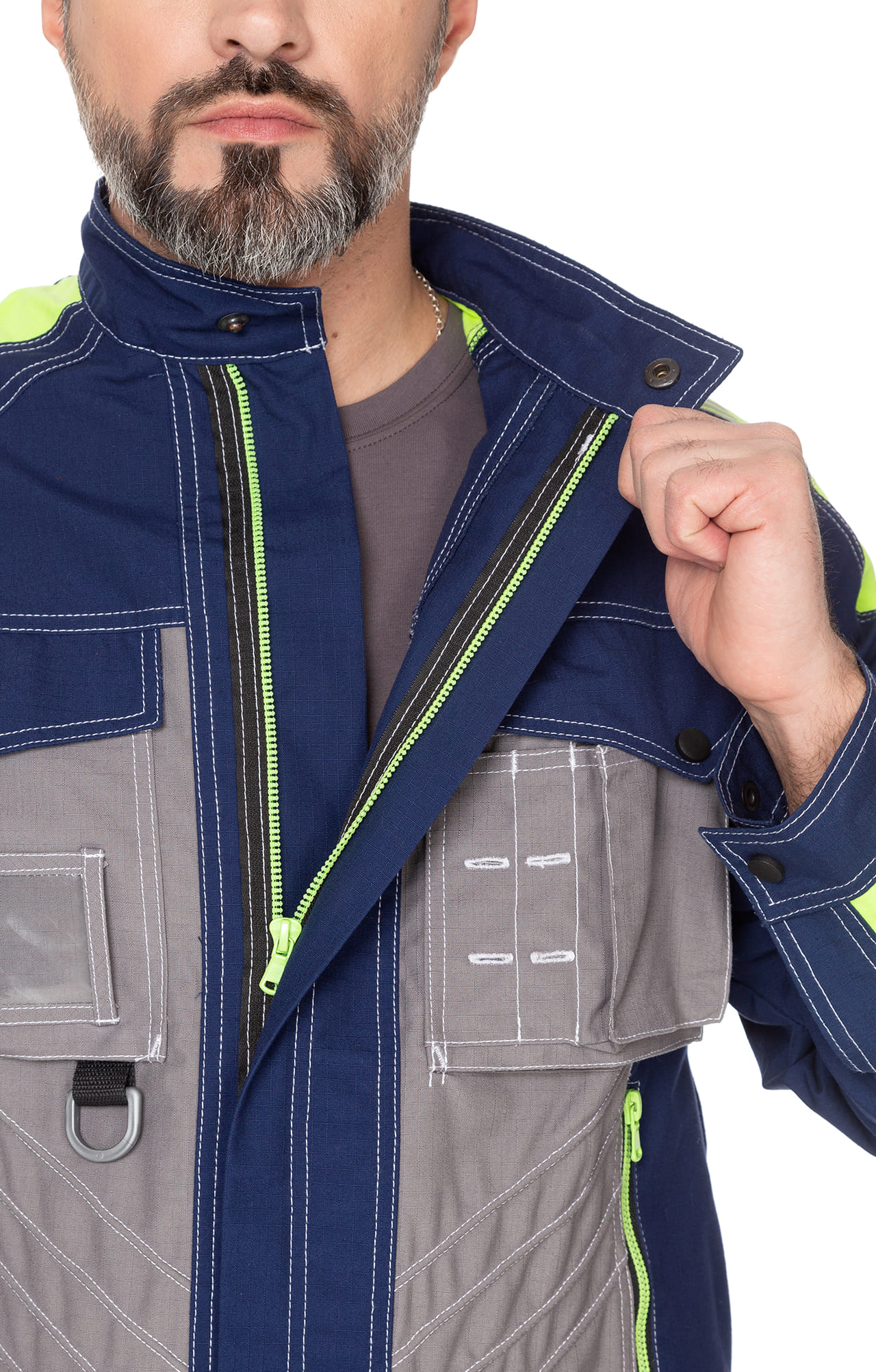 68842 Костюм "Прогресс" темно-синий с серым лимон  Летняя спецодежда  размер 48-50/170-176  - Вид №14