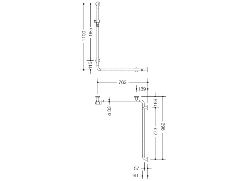 801.35.236 Поручень для душа с держателем для душа HEWI Greifen  - Вид №1