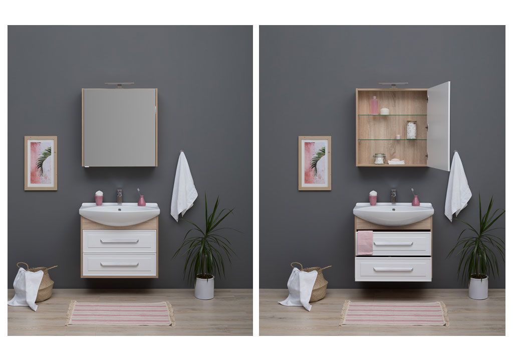 Тумба с раковиной Aquanet Остин 75 дуб сонома/белый 0020090900175447 - Вид №5