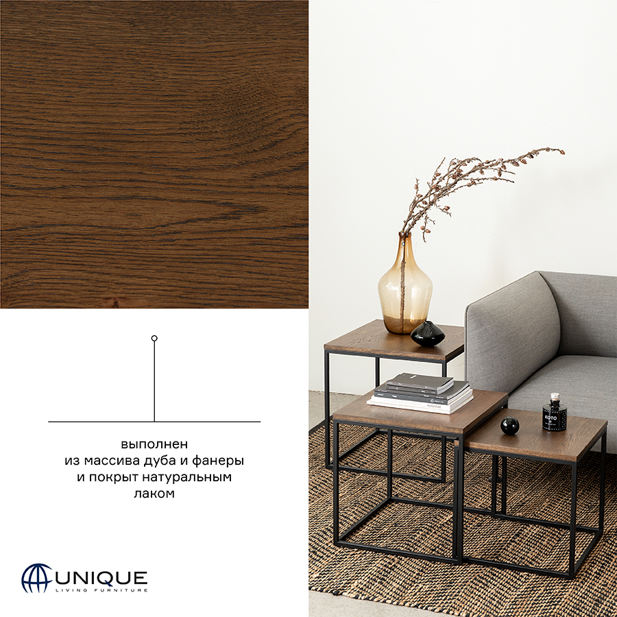 43383020 Набор столиков , rivoli, 3 шт., 50/45/40 см (куб) Unique Furniture  - Вид №17