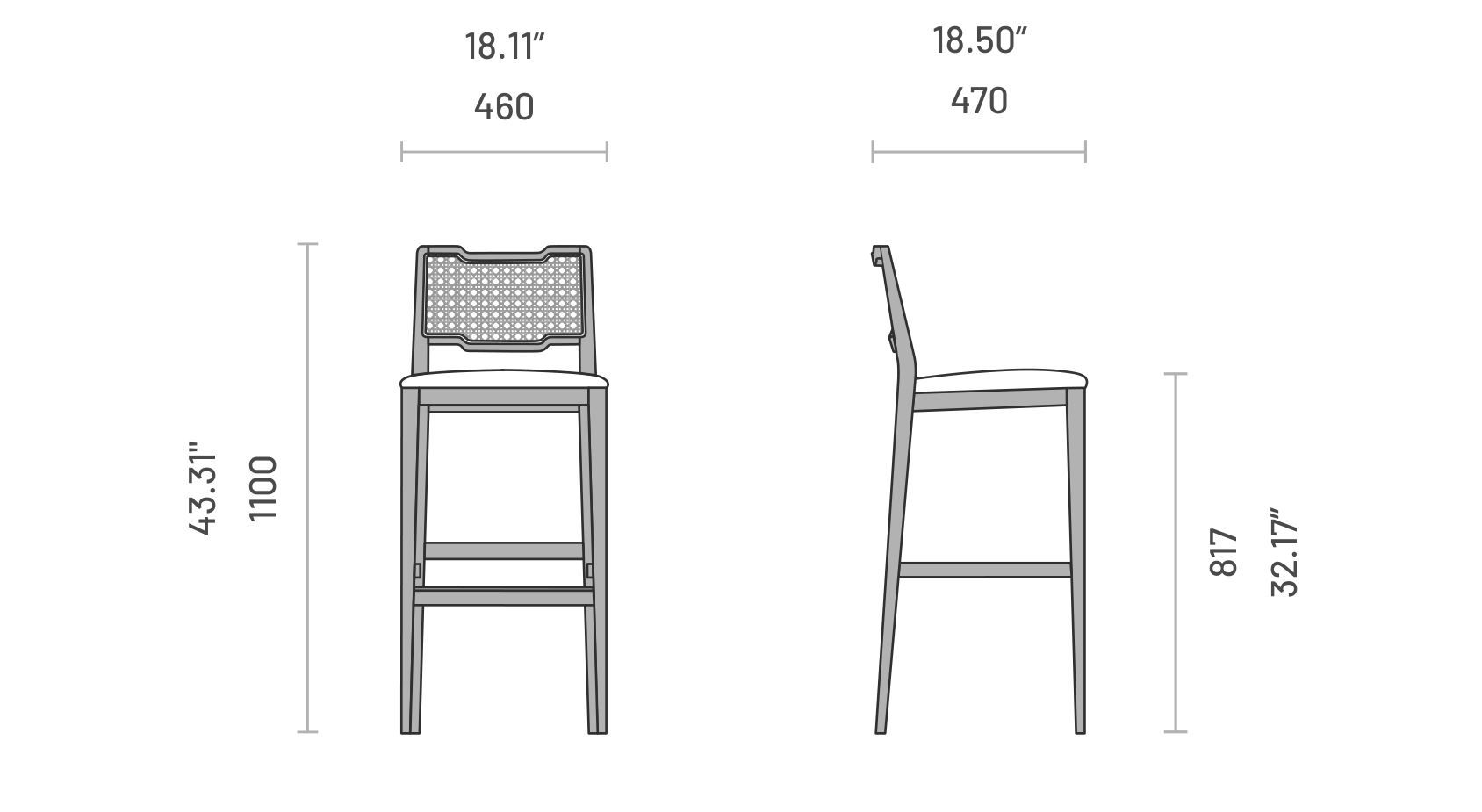 Барный стул из орехового дерева со спинкой Domkapa Eva ARCH-00009149 - Вид №3