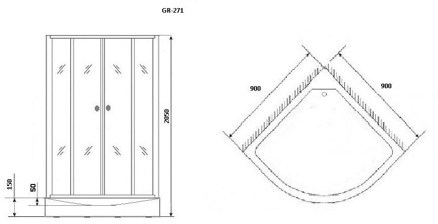 Душевая кабина GROSSMAN GR271 (90*90*205)  - Вид №6