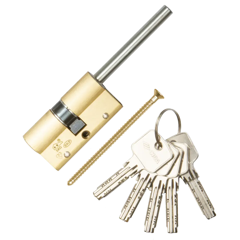 Цилиндр Cisa Astral S ОА3S7-91.00, 40x10x25 мм, ключ/шток, цвет латунь, без вертушки STLM-2051153 - Вид №1