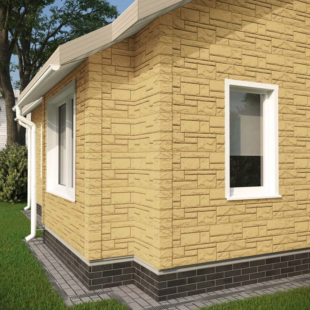 Фасадная панель Docke Dacha слоистый камень 930x406 мм желтый 0.38 м² 85295530 STLM-2210528 DÖCKE  - Вид №2
