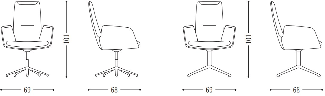 COR Офисный стул на 4 спицы с подлокотниками Cordia sun-id-1457541 - Вид №3