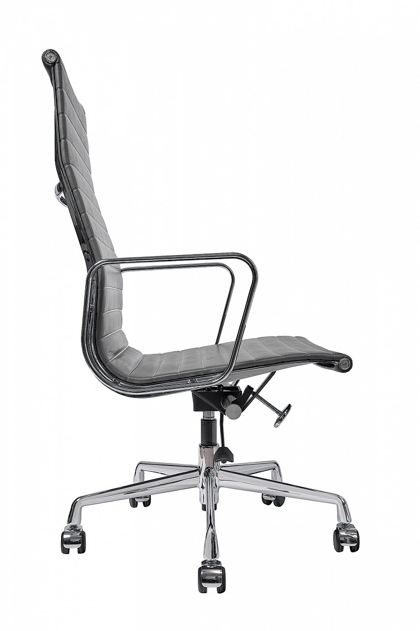 Кресло офисное графит с алюминиевыми подлокотниками Eames Style HB Ribbed Office Chair EA 119 SOHO DESIGN ДИЗАЙНЕРСКИЕ 00-3886256 Черный  - Вид №1