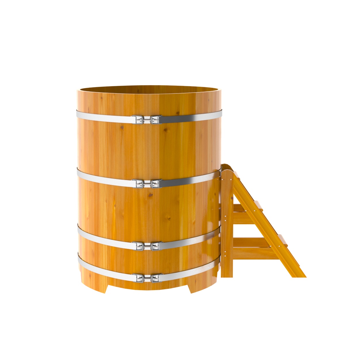 2292 Купель овальная из лиственницы Рустик 1,08х1,75х1,4 натуральная Alyarus  - Вид №3