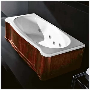 Ванна Gruppo treesse New Classic Young STX-V674B-SX-WO белая с гидромассажем и дезинфекцией прямоугольная левая деревянная панель орех