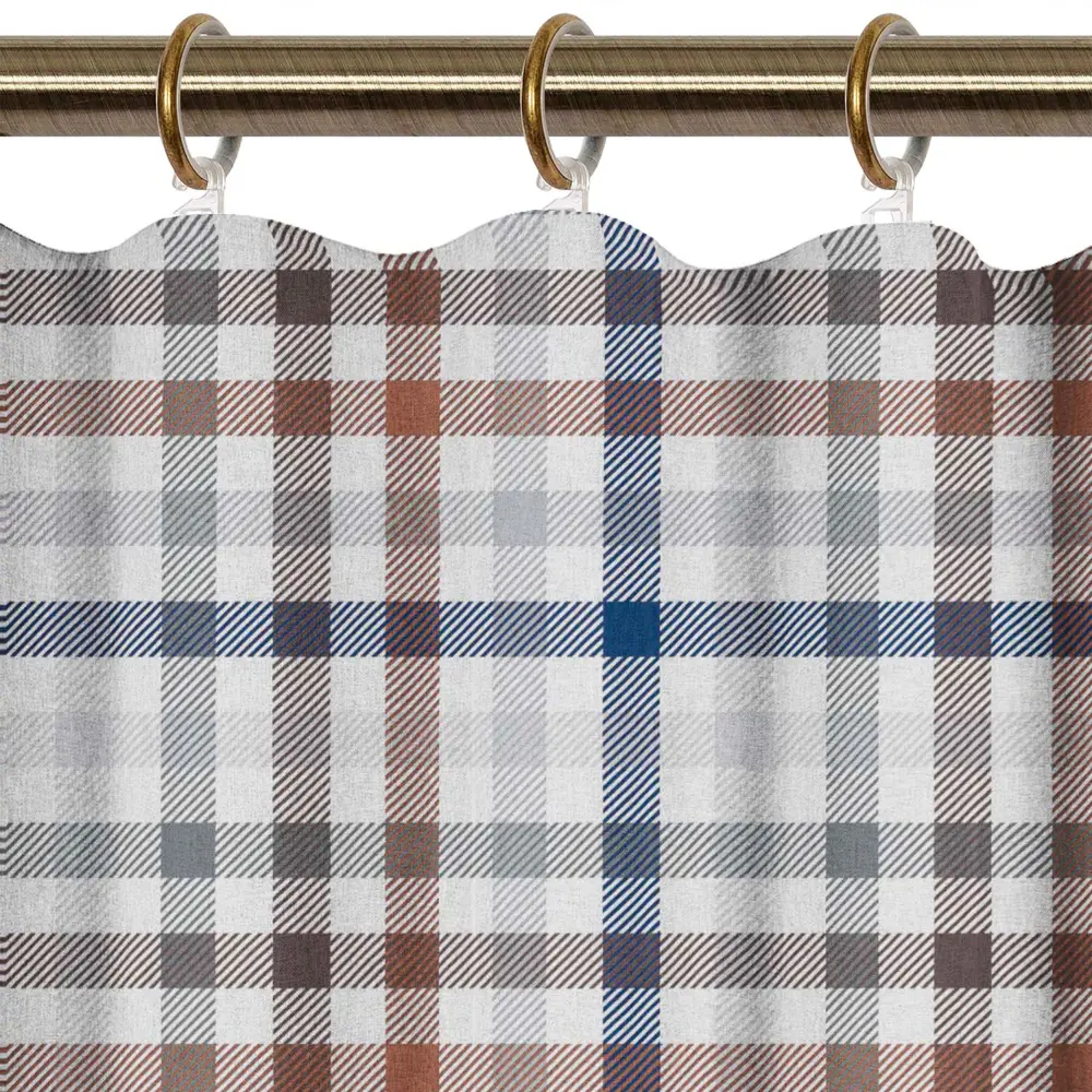 Штора на ленте для кухни Тартан 145x180 см клетка цвет серый LINEN WAY STLM-2115375 - Вид №1