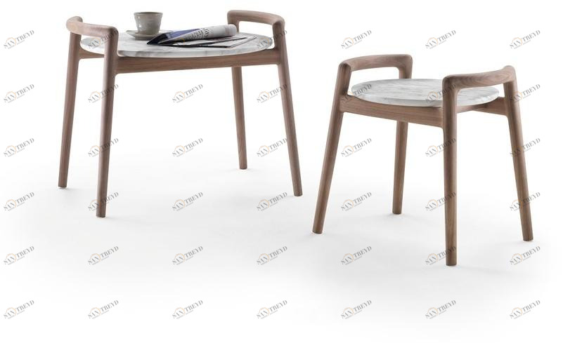 Flexform Круглый деревянный журнальный столик с мраморной столешницей sun-id-1346917